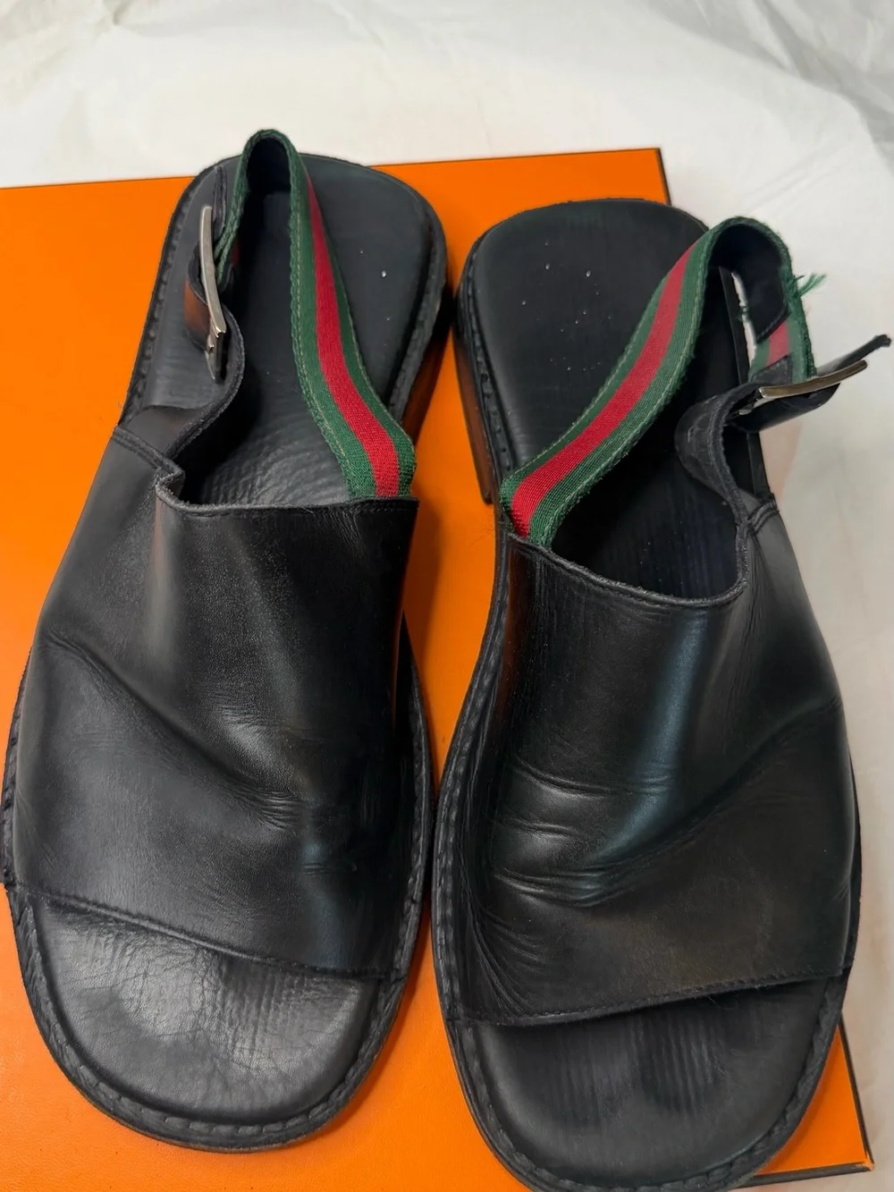 Gucci Black Leather Oxfords with Brown Leather Soles